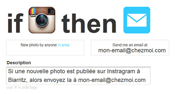 Instagram géolocalisation IFTTT Email